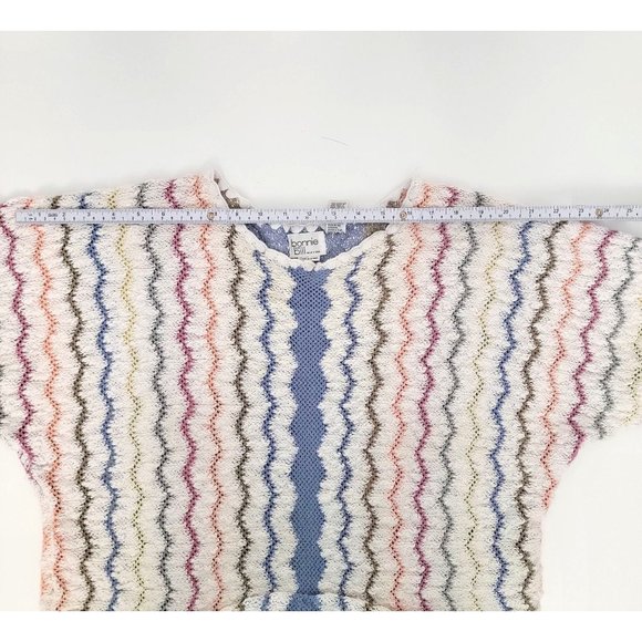 Bonnie & Bill New York 70s Cream Periwinkle Multicolor Zig Zag Design Sweater - Picture 8 of 8